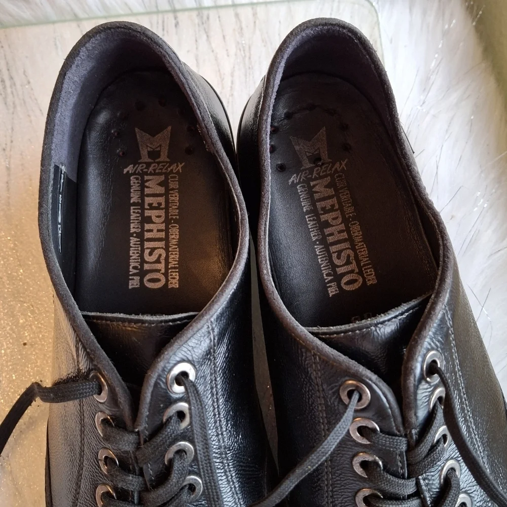 Mephisto Air Relax Black Leather Lace-Up Low Top Comfy Shoes Women Size 9.5